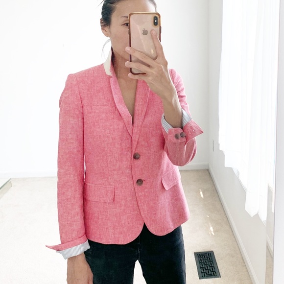 JCREW COTTON LINEN BLAZER JACKET - PINK - Picture 5 of 9
